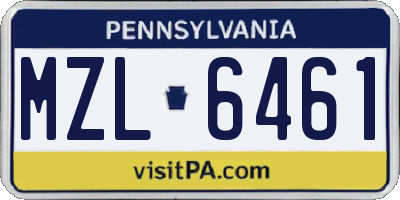 PA license plate MZL6461