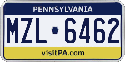 PA license plate MZL6462