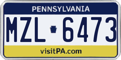 PA license plate MZL6473