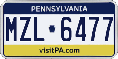 PA license plate MZL6477