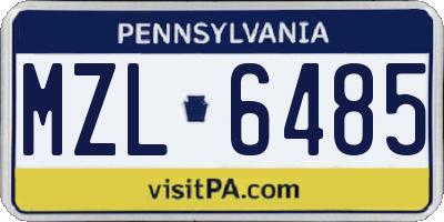PA license plate MZL6485