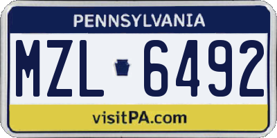PA license plate MZL6492