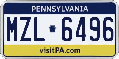 PA license plate MZL6496