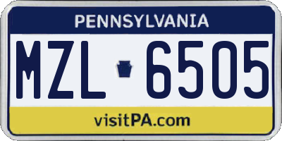 PA license plate MZL6505