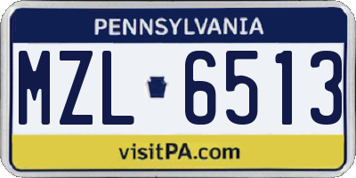 PA license plate MZL6513