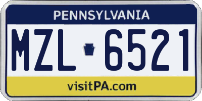 PA license plate MZL6521
