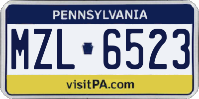 PA license plate MZL6523
