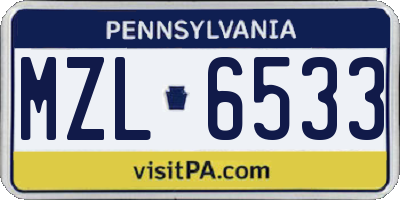 PA license plate MZL6533