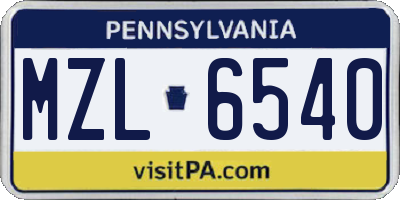 PA license plate MZL6540