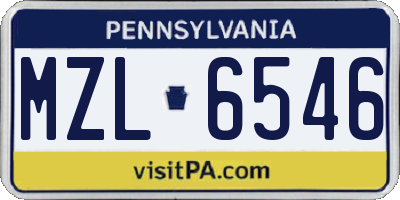 PA license plate MZL6546
