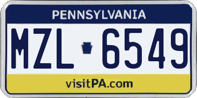 PA license plate MZL6549