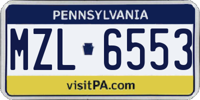 PA license plate MZL6553