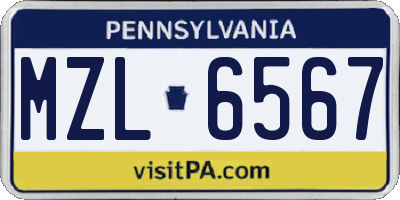 PA license plate MZL6567