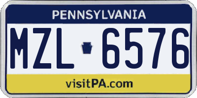 PA license plate MZL6576