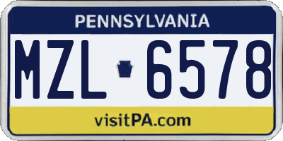 PA license plate MZL6578