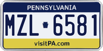 PA license plate MZL6581