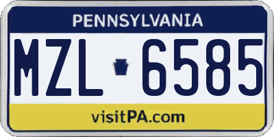 PA license plate MZL6585