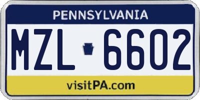 PA license plate MZL6602