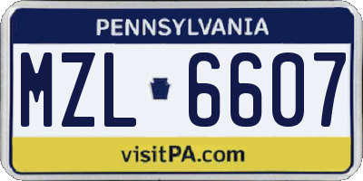 PA license plate MZL6607