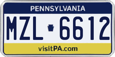 PA license plate MZL6612