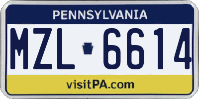 PA license plate MZL6614