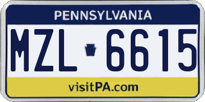 PA license plate MZL6615