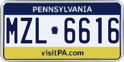 PA license plate MZL6616