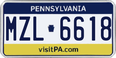 PA license plate MZL6618