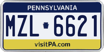 PA license plate MZL6621