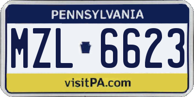 PA license plate MZL6623