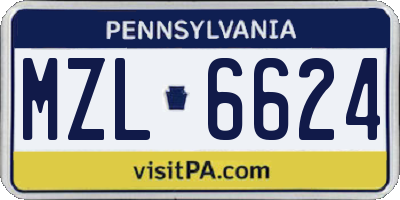 PA license plate MZL6624