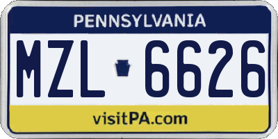 PA license plate MZL6626