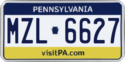 PA license plate MZL6627