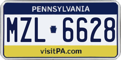 PA license plate MZL6628