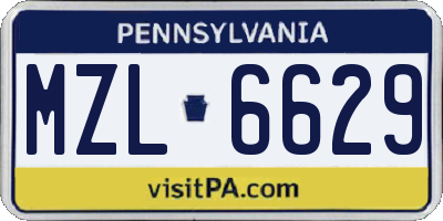 PA license plate MZL6629
