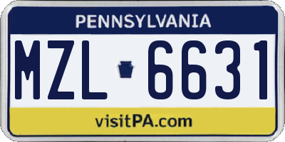 PA license plate MZL6631