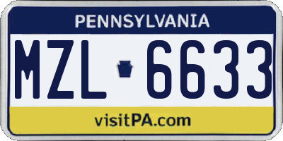 PA license plate MZL6633