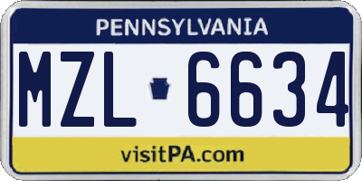 PA license plate MZL6634