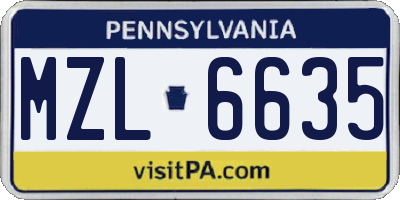 PA license plate MZL6635
