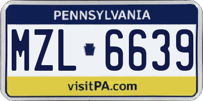 PA license plate MZL6639