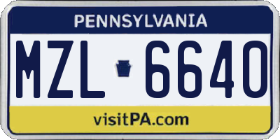 PA license plate MZL6640