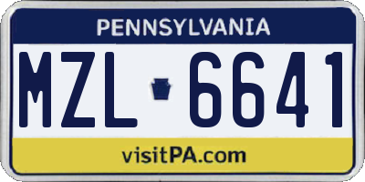 PA license plate MZL6641