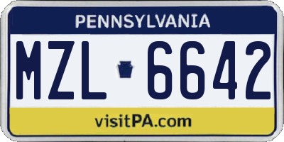 PA license plate MZL6642