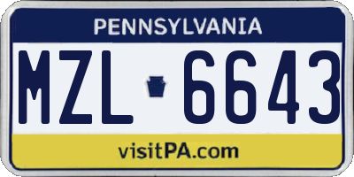 PA license plate MZL6643