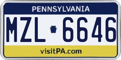 PA license plate MZL6646