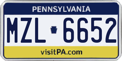 PA license plate MZL6652