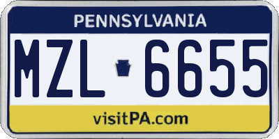 PA license plate MZL6655
