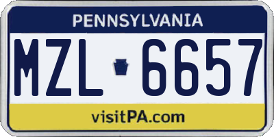 PA license plate MZL6657