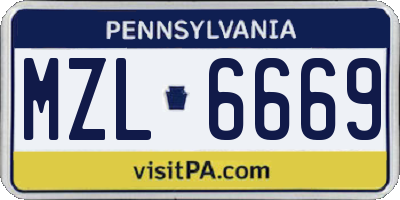 PA license plate MZL6669
