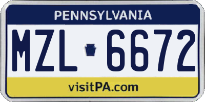 PA license plate MZL6672